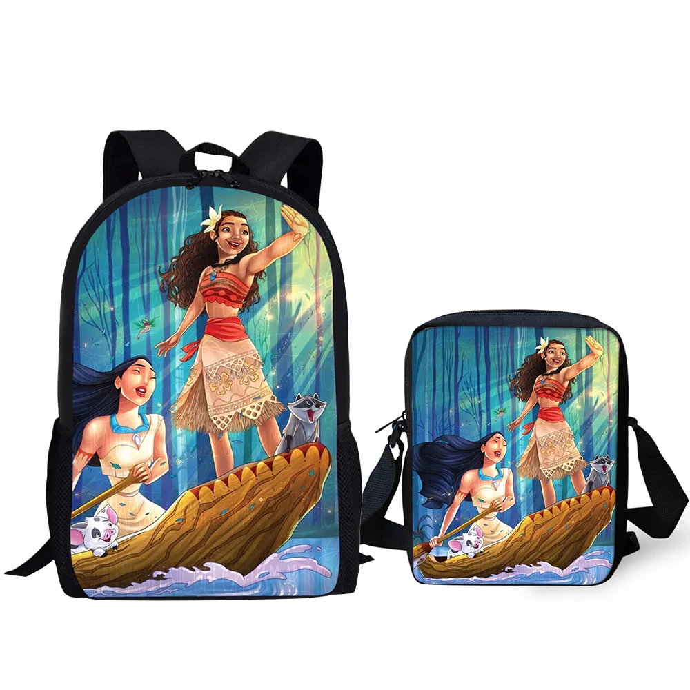 

HaoYun 2PCs/Set Backpack Movie Moana Vaiana Princess Pattern Kids School Bags Cartoon Design Teenagers Book-Bag Mochila Rucksack