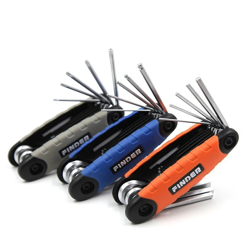

FINDER 8in1 Hex Key Flat Ball Plum Fold Blossom Hexagonal Wrench Chrome Vanadium Steel Spanner Set Portable Folding Screwdriver