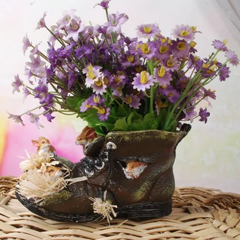 

FUNNY RABBITS AND BIG HEAD SHOE MODEL FLOWER AND GREENS PLANTER POT DECOR RESIN CRAFT EMBELLISHMENT FOR ROOM, BALCONY AND GARDEN