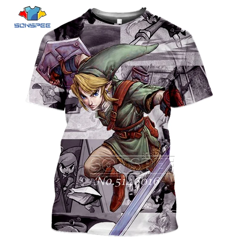 SONSPEE The Legend of Zelda Fashion 3D print Anime t-shirt Unisex Casual Short sleeve Men Street wear Pullover Clothing t359