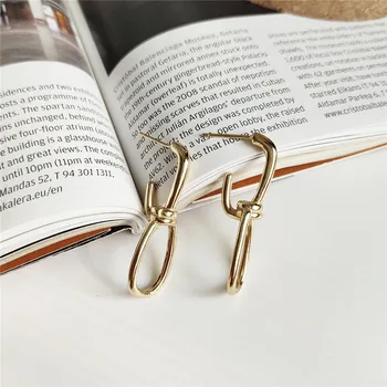 

RUIYI Real 925 Sterling Silver Korean Style Women Irregular Drop Earrings New Fashion 18K Gold Knotting Geometric Niche Earrings
