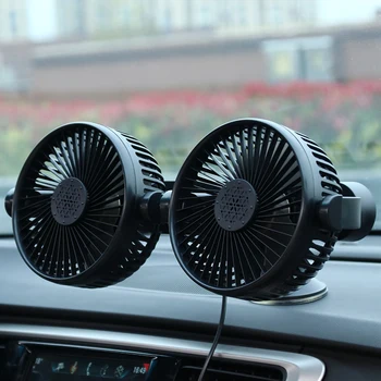 

New 12V/24V 360 Degree All-Round Adjustable Car Air Cooling Dual Head Sucker Fan Low Noise Car Cooling Fan Auto Parts