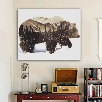

painting by numbers art paint by number Diy The big black grizzly bear is another masterpiece of the jungle ice and snow