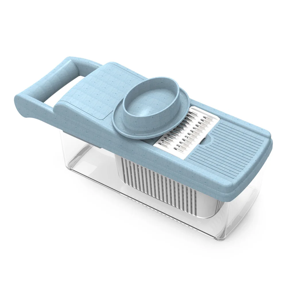 Light Sky Blue Многофункциональный Овощной нож для резки фруктов измельчитель 6 сменных лезвий руководство Картофелечистка терка для моркови и сыра кухня - Цвет: Light Sky Blue