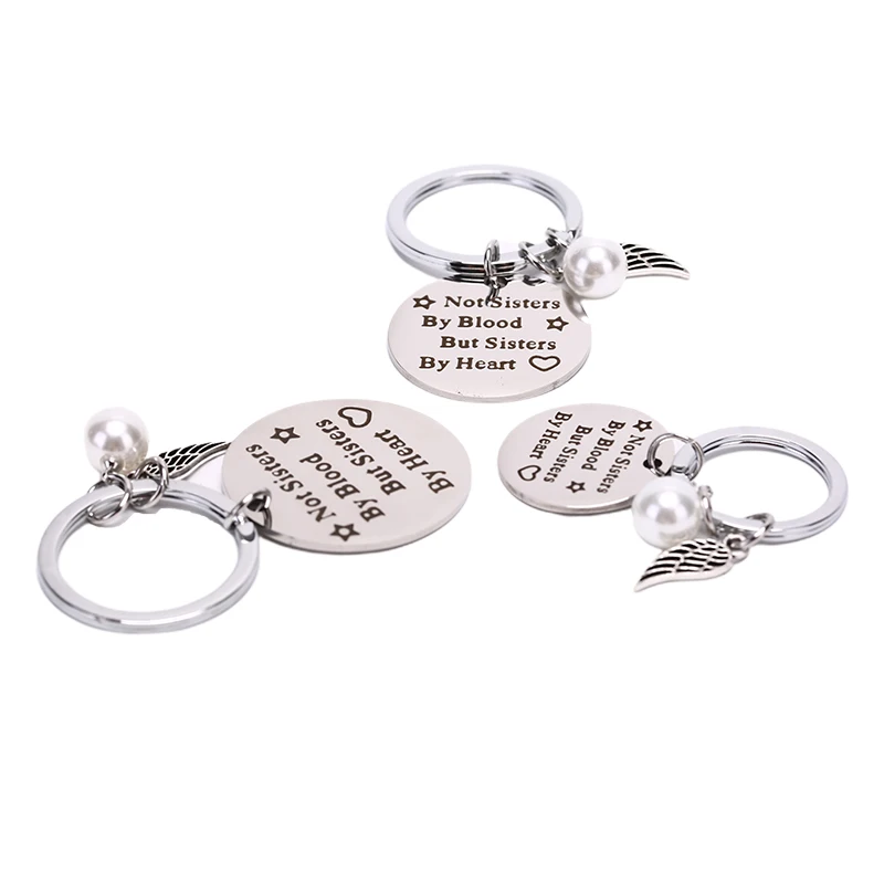 HOT Best Friends Keychain "not Sisters By Blood But Sisters By Heart" Keyring Friendship Jewelry Gift For Women Girls