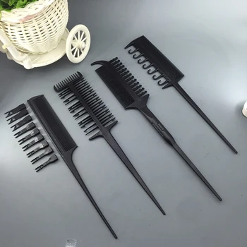 

Hairdresser Stylist Professional 4 Piece Set Highlighting Baked Oil Brush Set Black Plastic Hair Salon Highlighting Tool Set