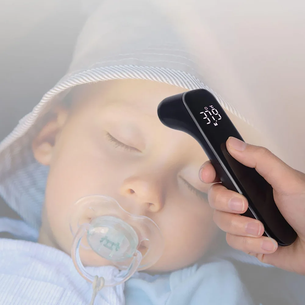 T09 светодиодный полноэкранный умный термометр для тела 1S мгновенная Мера Инфракрасный цифровой измеритель температуры для младенцев уход за малышом - Цвет: Black