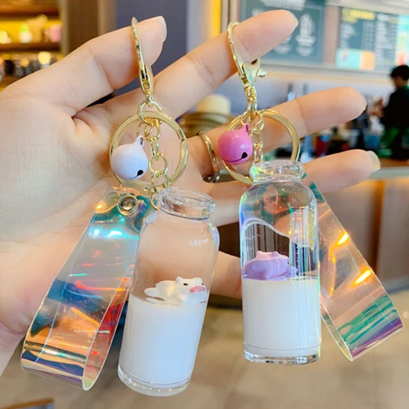 

Liquid Animal Round Keychain Creative Moving Key Piggy Key Pendant Birthday Gift Delicate New Keychain Cartoon
