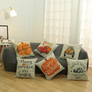 

New Thanksgiving Day Cartoon Car Alphabet Printed Cushion Cover Family Sofa Table Chair Car Decorative Pillowcase 45 Cm *45 Cm