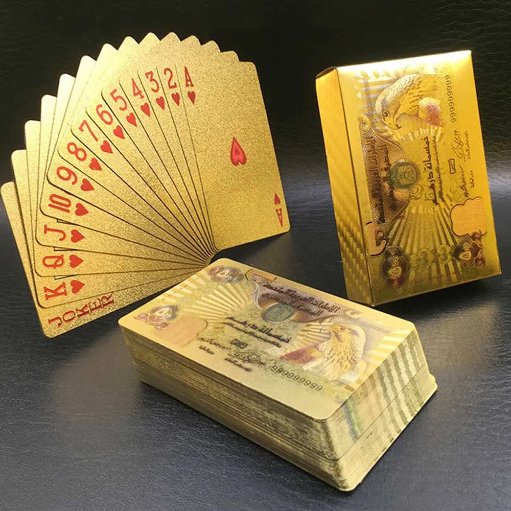 New Gold Currency Pattern Golden Playing Cards Waterproof PET/PVC Plastic  Poker Dollars EUR JPY GBP