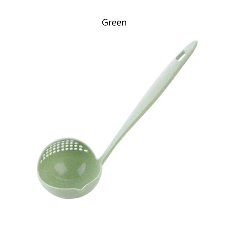 2 в 1 креативная суповая ложка с длинной ручкой прекрасные ложки для каши с фильтром посуда кухонные соусы супы инструменты для приготовления пищи - Цвет: Green