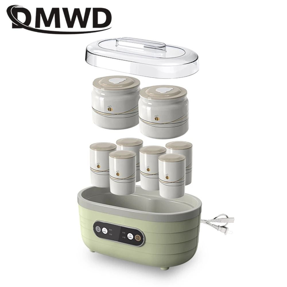 DMWD 1.75L Household DIY Yogurt Machine Automatic Rice Wine Natto Maker kimchi fermentation 8 Ceramic Liner Time Adjustment 220V
