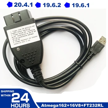 

2020 Super COM 19.6.1 OBDII 16Pin HEX CAN USB Interface FOR VW AUDI Skoda Seat VAG 19.6.1 German/English ATMEGA162+16V8+FT232RQ