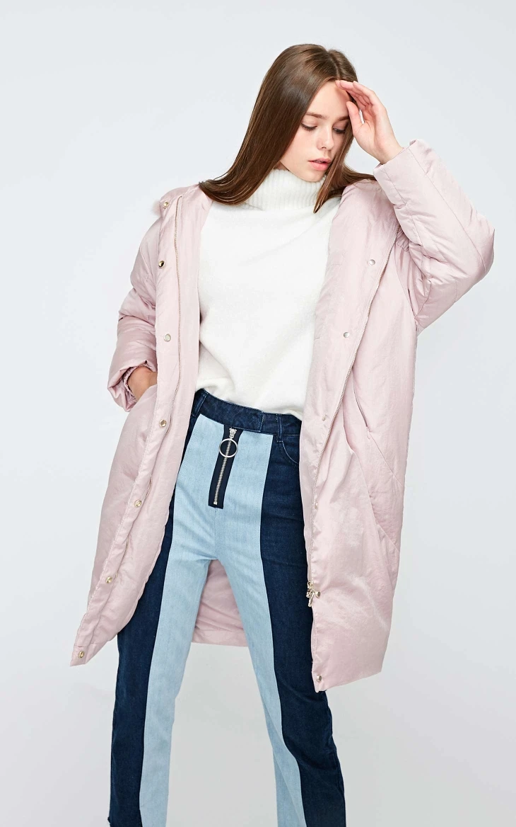 Vero Moda Женская куртка-пуховик средней длины с капюшоном из меха енота, 90% утиного пуха | 318412543