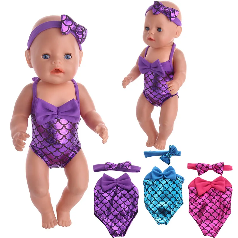 Swimsuit-Set Doll-Clothes Our-Generation-Gifts Baby American New Born Mermaid Girl And