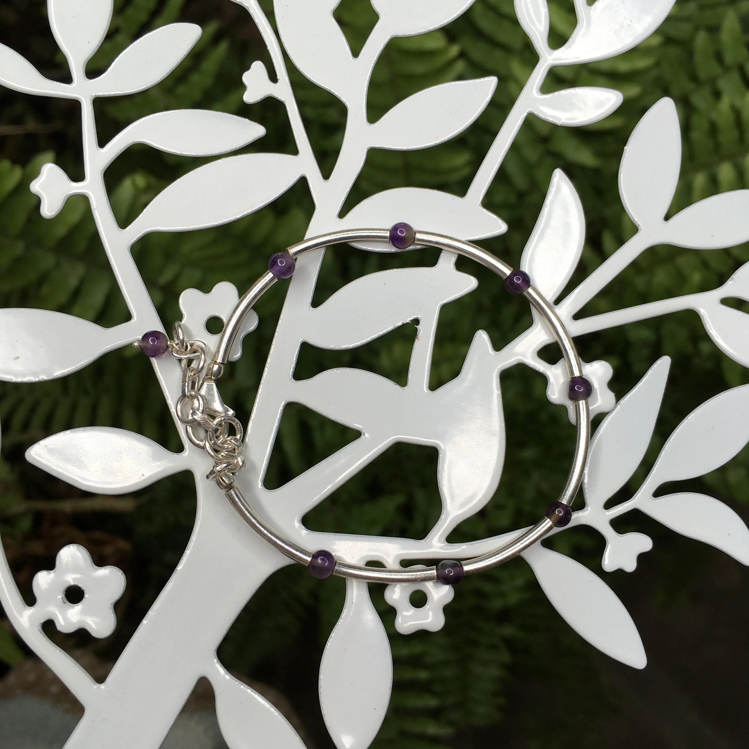Chanti International Solid Tubes &amp Pipes Natural AMETHYSTSs BEADS NICE Bracelet 7 5/8 Inches | Украшения и аксессуары