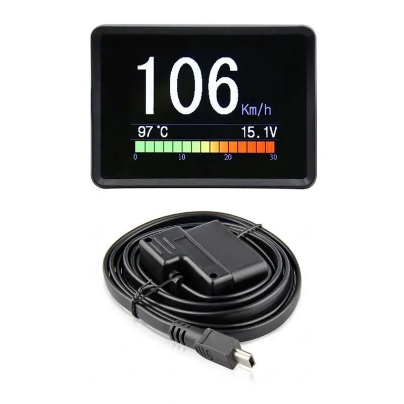 

Universal Car Head Up Display Smart Digital Meter Interface Fault Code OBD II System Overspeed Alarm Fuel Temp Gauge