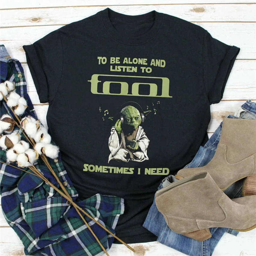 

Yoda Star Wars To Be Alone And Listen To Tool T Shirt Black Cotton Ladies S-3Xl More Size And Colors Tee Shirt