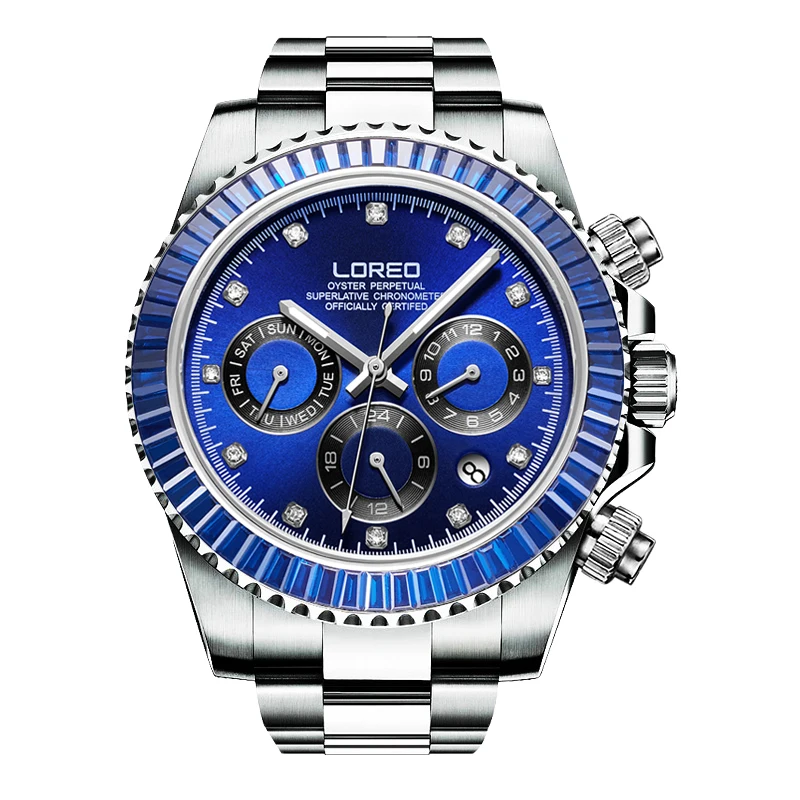 LOREO 9209 diver 200 м oyster perpetual cosmographal daytona автоматические алмазные светящиеся часы Новые водонепроницаемые устойчивые к царапинам - Цвет: sea blue
