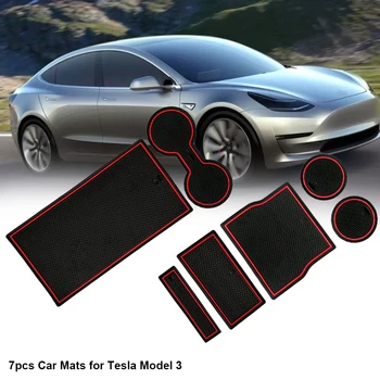 

For Tesla Model 3 Car Door Groove Mat Anti-Slip Gate Slot Cup Pad Auto Interior Decoration Coaster Liner Sheet