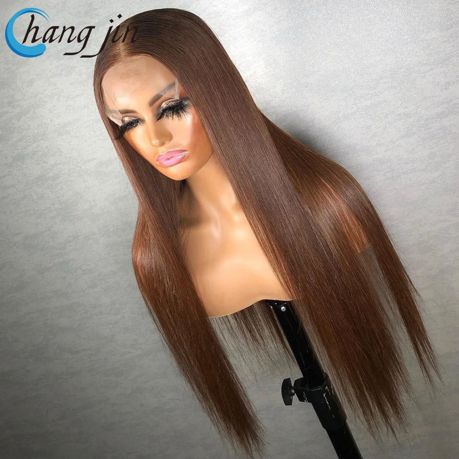 Brown Color 13x4 Human Hair Wigs For Women Malaysian Remy Hair Lace Front Wigs with Baby Straight Lace Closure