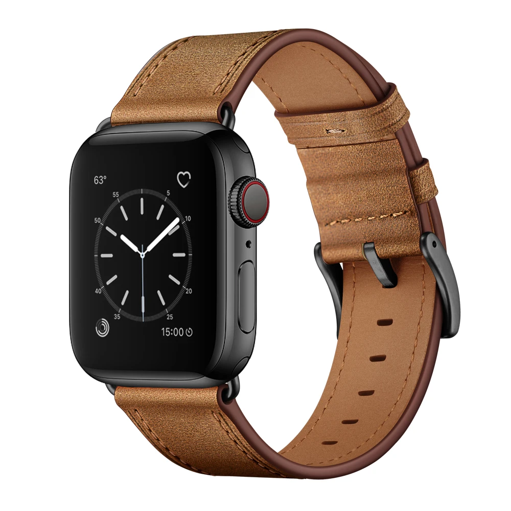 Ремешок из натуральной кожи для часов apple watch series 1 2 3 4 5 классический браслет с