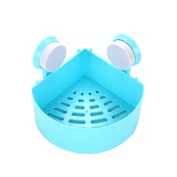 

Plastic Suction Cup Bathroom Kitchen Storage Rack Organizer Shower Shelf (Blue)