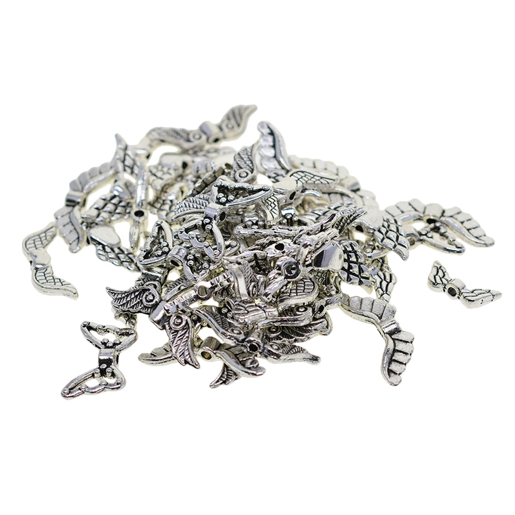 60 Pcs Angel Wing Charms Pendants Spacer Beads for Necklaces Bracelets Earrings Jewelry Making Supply Bracelet DIY Crafting 60 Pcs Angel Wing Charms Pendants Spacer Beads for Necklaces Bracelets Earrings Jewelry Making Supply Bracelet DIY Crafting
