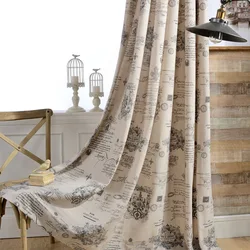 Simple European-style Polyester Cotton Printing Curtains for Living Dining Room Bedroom