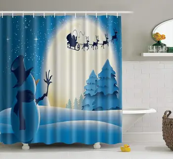 

Christmas Polyester Fabric Shower Curtain Bathroom Decor Waterproof and Mildewproof