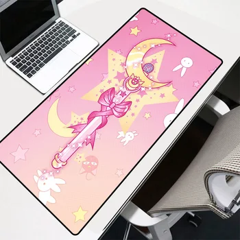 

XGZ Sailor Moon Anime Large Gaming Mouse Pad Natural Rubber PC Computer Gamer Mousepad Desk Mat Locking Edge for CS GO LOL Dota