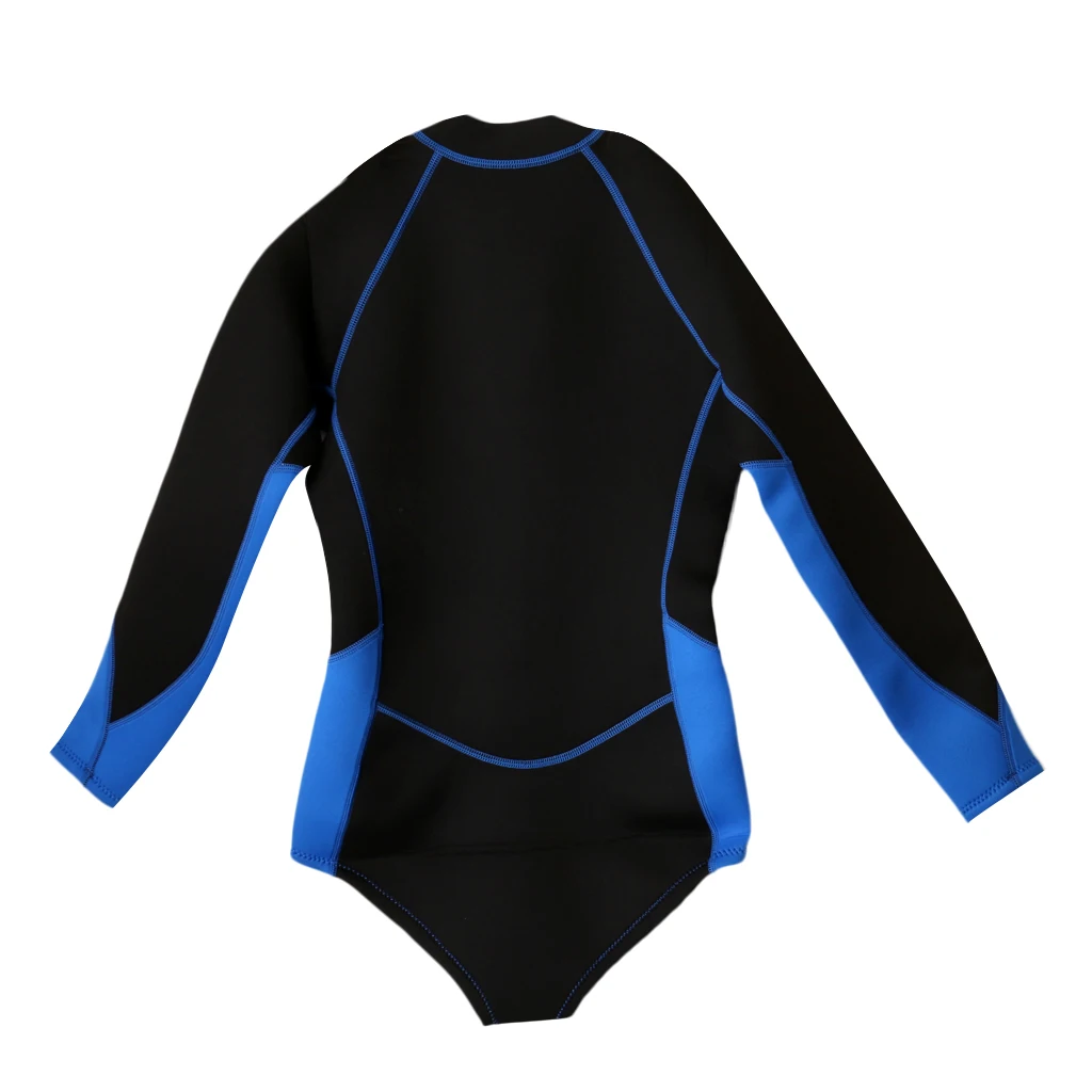 Women 3mm Neoprene Surfing Wetsuit 1-Piece Swimsuit Long Sleeves With Zipper Bikini Style Wetsuit