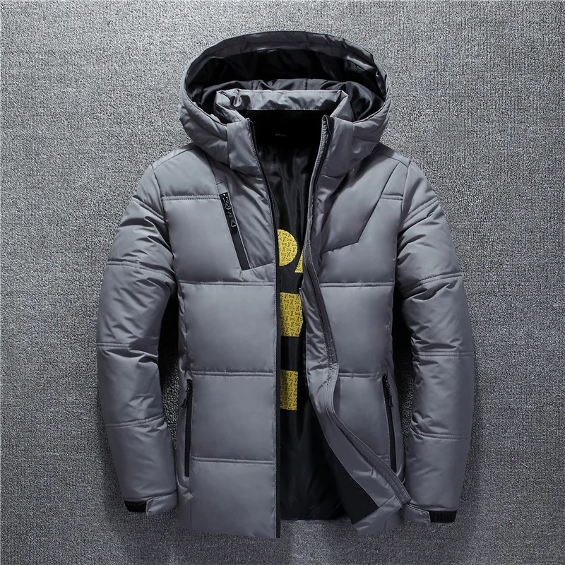 

Winter new 2019 men's down jacket short down jacket Detachable cap thick windproof warm coat Young snow white duck down jacket