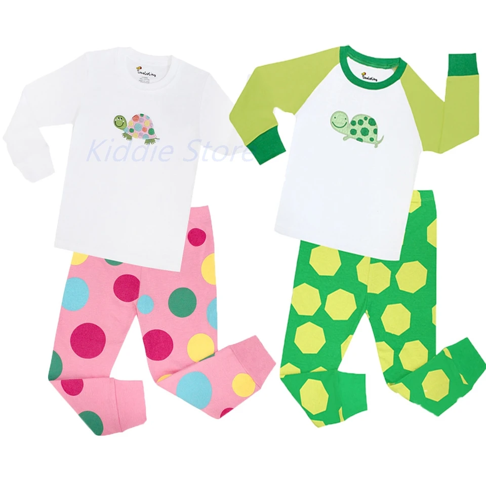 Conjunto de pijama de tortuga para niños y niñas, ropa de dormir bonita con dibujos animados, pantalones, 2 piezas, 2-8 años AliExpress