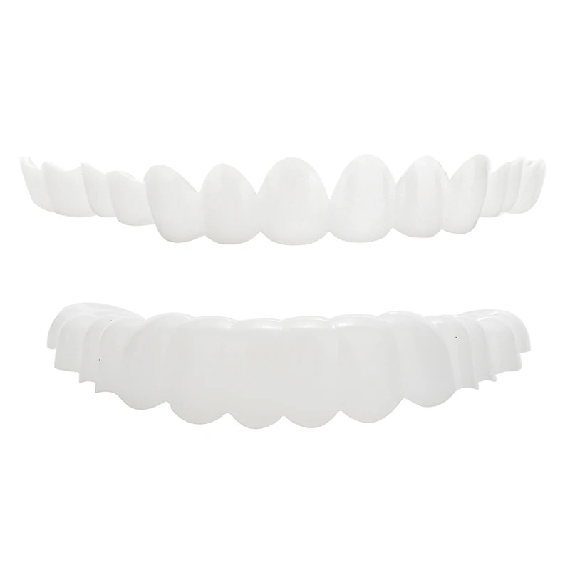 Instant Teeth Veneers Top & Bottom Fake Teeth Cosmetic Veneers Instant Comfort Fit Whitening Flex Denture Cover For  Oral Beauty