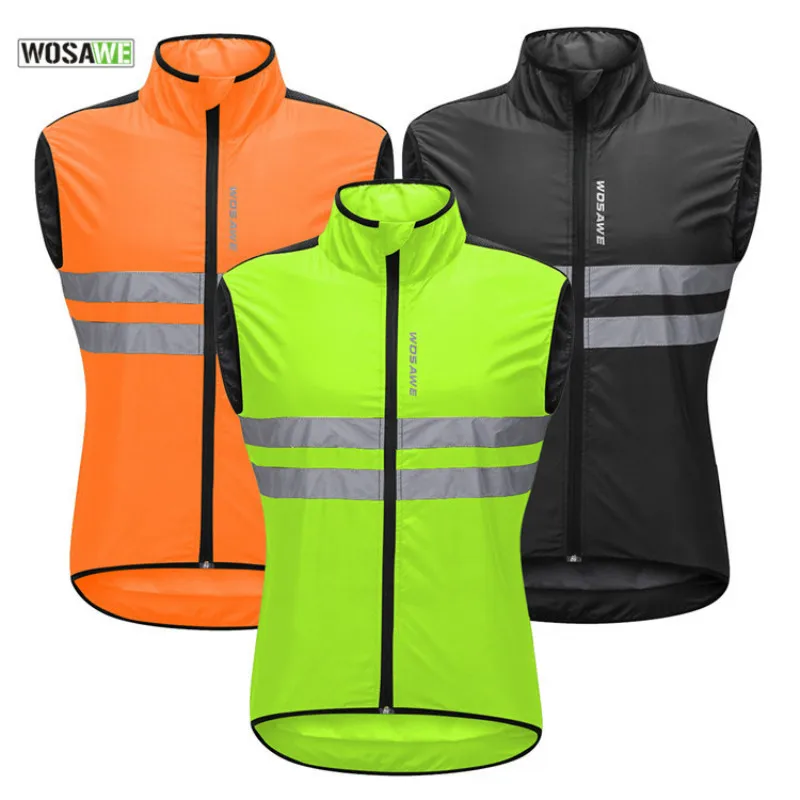 Wosawe reflexivo ciclismo colete à prova de vento correndo colete de segurança da motocicleta ciclo mtb equitação bicicleta roupas sem mangas jaqueta