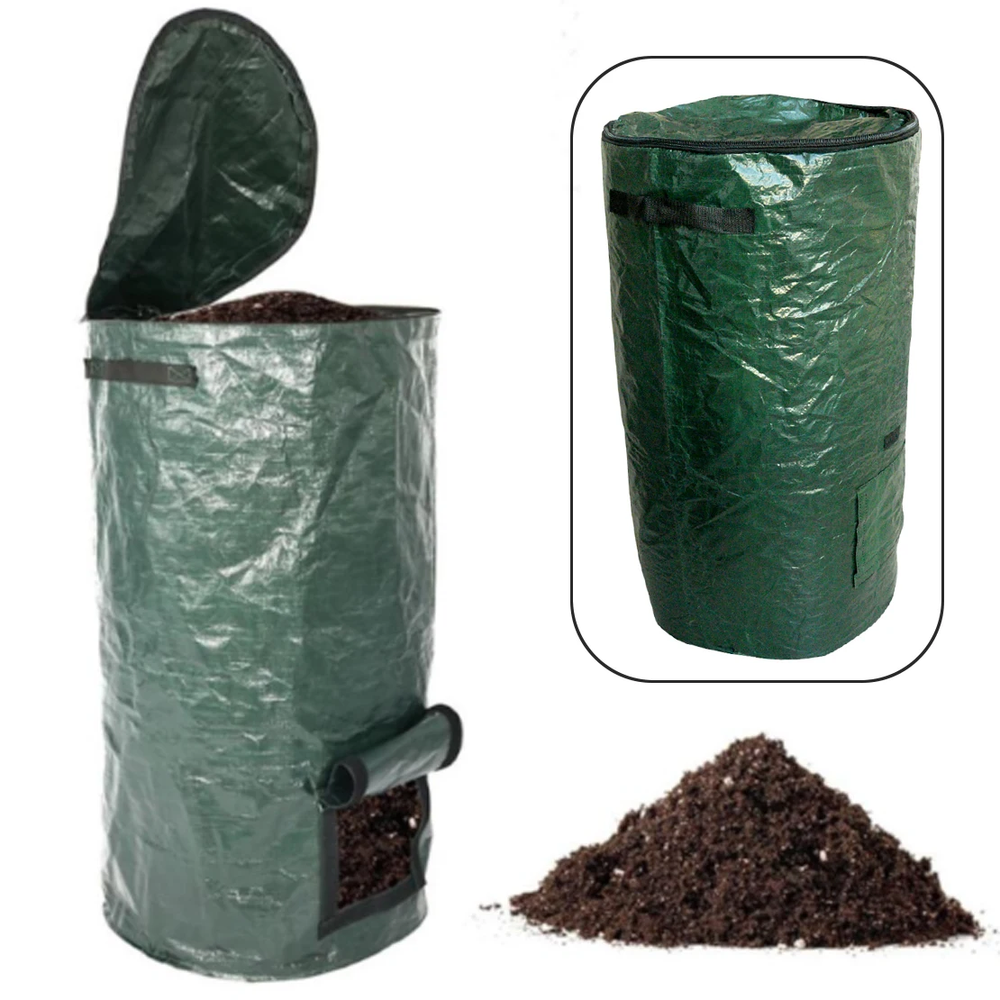 Letaosk New Dark Green 80l Compost Bin Bag Garden Kitchen Organic Waste