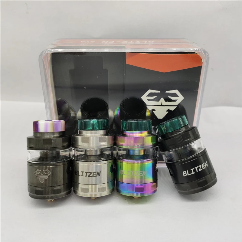 

Blitzen 24mm RTA Replaceable Tank Atomizer 2ml 5ml Ultimate Side Airflow Flavor Tank Rebuidable Postless High Quality Vape Pen