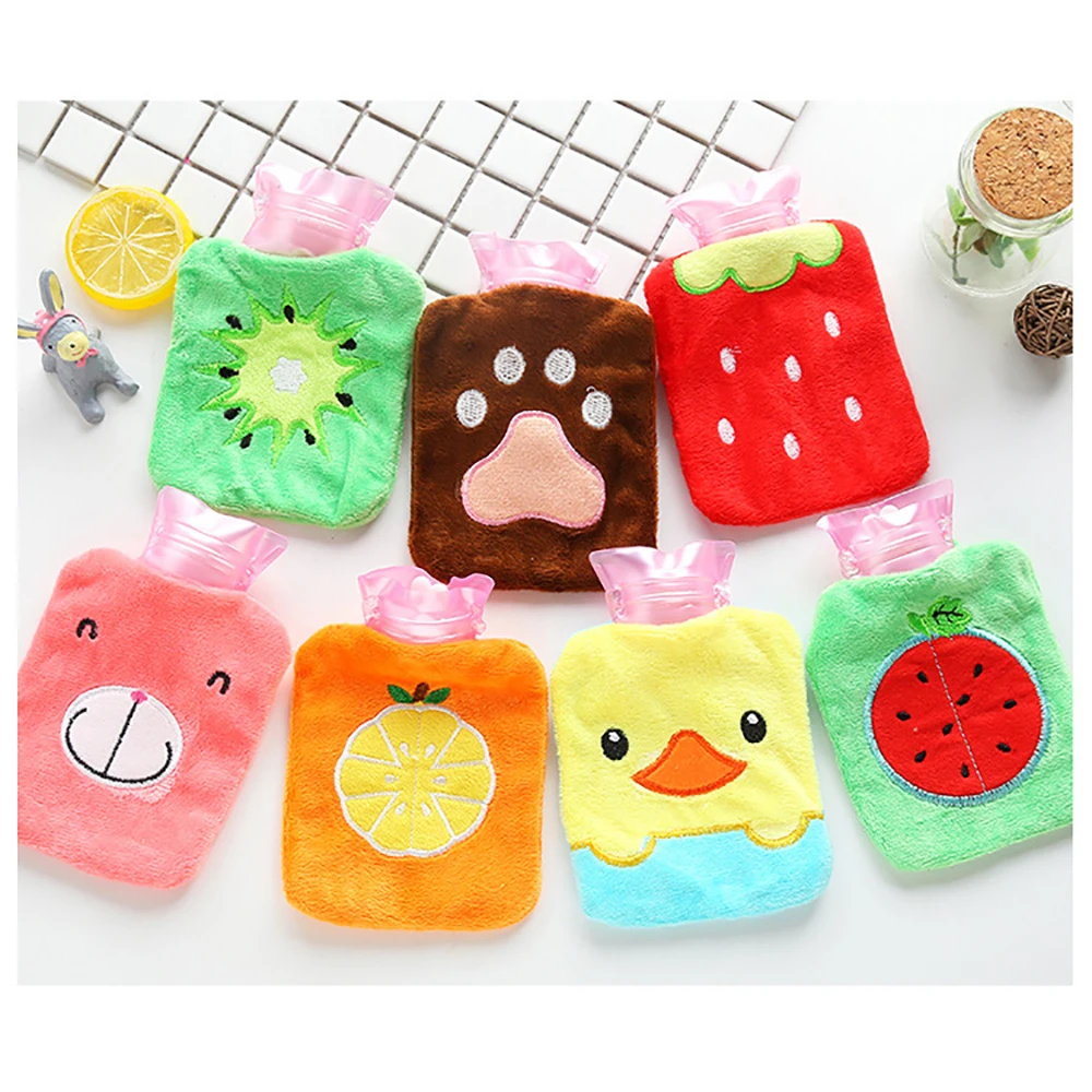 1 pcs Plush Cartoon Thick Hot Water Bottle Bag Warm Relaxing Heat Cold Therapy Portable Hand Warmer Water Injection Storage Bag