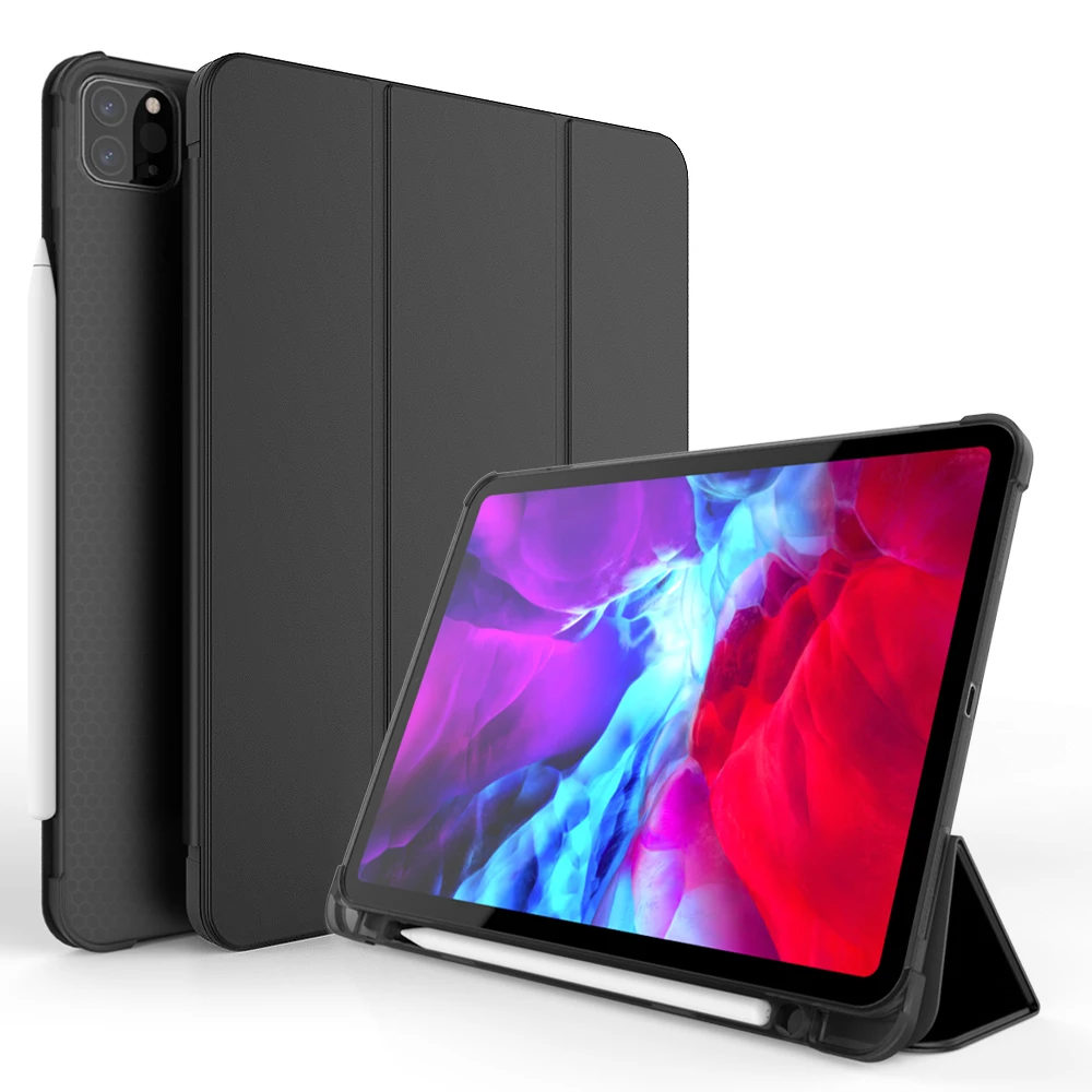 

Case For iPad Pro 11 2020 With Pencil Holder PU Leather Cover Silicone Soft Back Smart Case For iPad Pro 11 2nd 2020 Tablet case