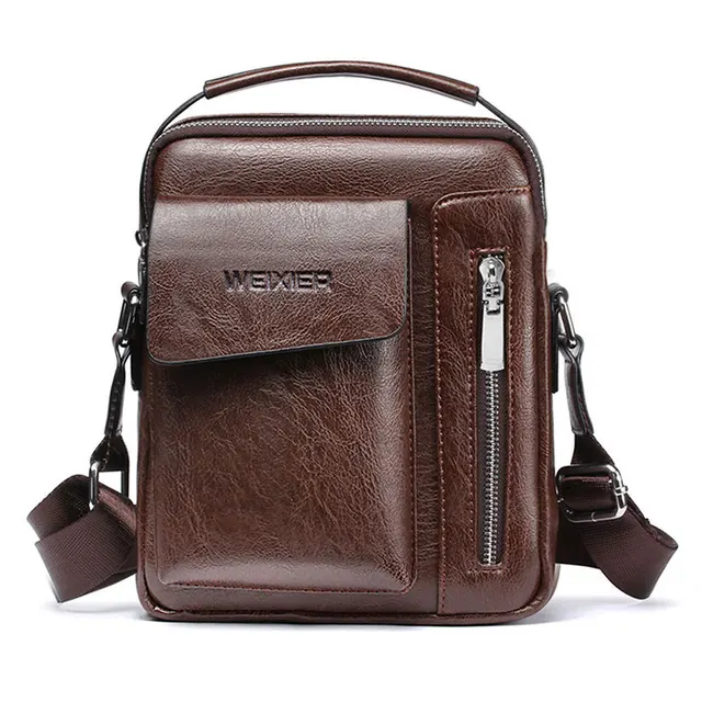 Casual Men Shoulder Bag Vintage Crossbody Bags High Quality Male Bag PU Leather Handbag Capacity Men Messenger Bags Tote Bag Better Coffee