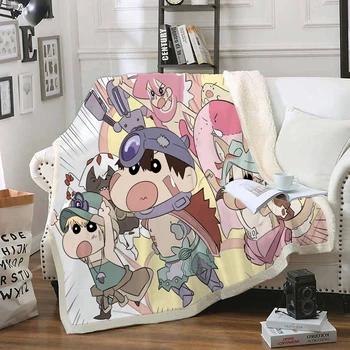 

Anime Crayon Shin-chan Funny Character Blanket 3D Print Sherpa Blanket on Bed Home Textiles Dreamlike Style 07