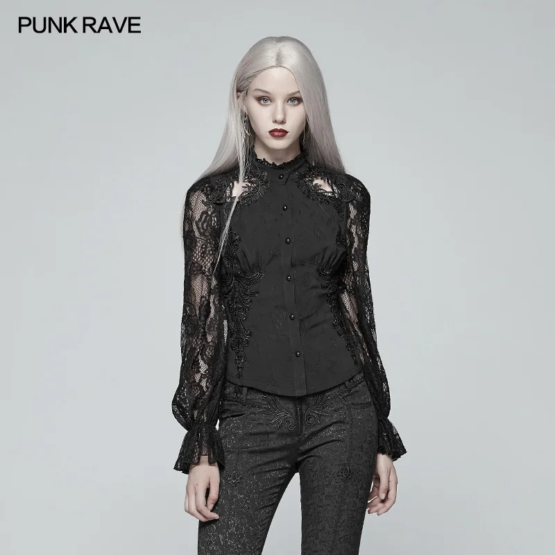 

Punk Rave Women Shirts Gorgeous Gothic Retro Lace Long Sleeve Victorian Fashion Casual Tops for Women