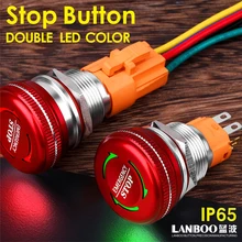Botão interruptor de parada de emergência, botão interruptor de parada de emergência à prova d'água ip65 com luz led