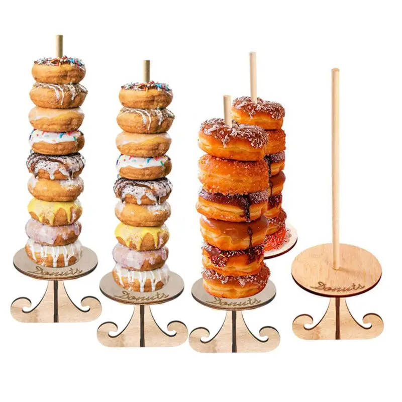 3pcs Wooden Donut Display Stand DIY Wall Dessert Rack Baby Shower Wedding Decor D0AC
