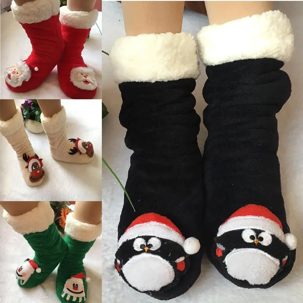 Новые модные теплые мягкие рождественские носки-тапочки унисекс 3 мм повседневные хлопковые флисовые Носки без застежки на плоской подошве хлопок