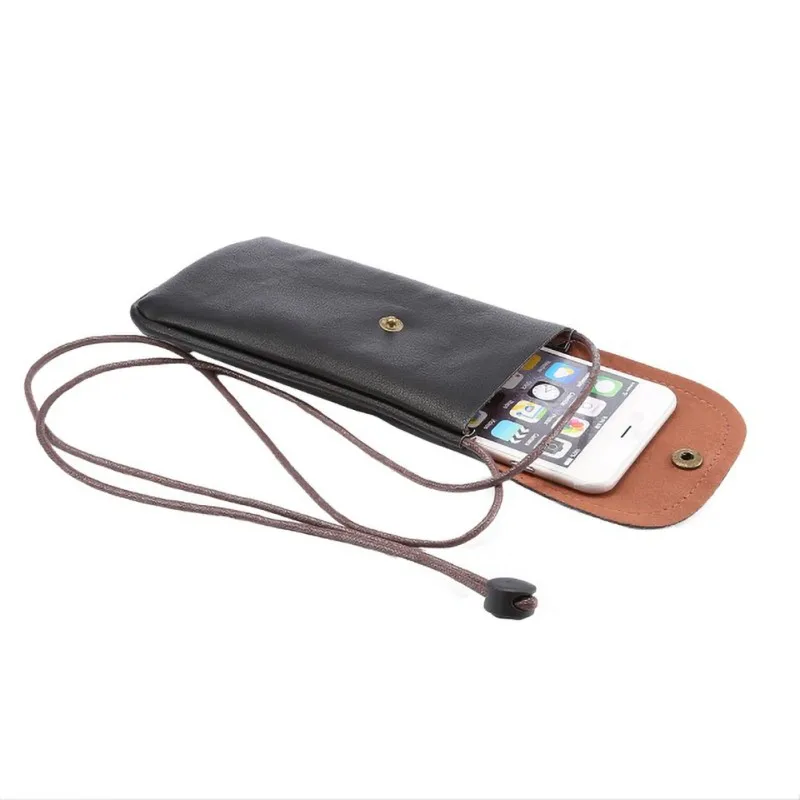 

Leather Mobile Phone Bag Crossbody Bag With Shoulder Bag And Neck Strap Universal Leather Case For IPhone Huawei Mobile Phone