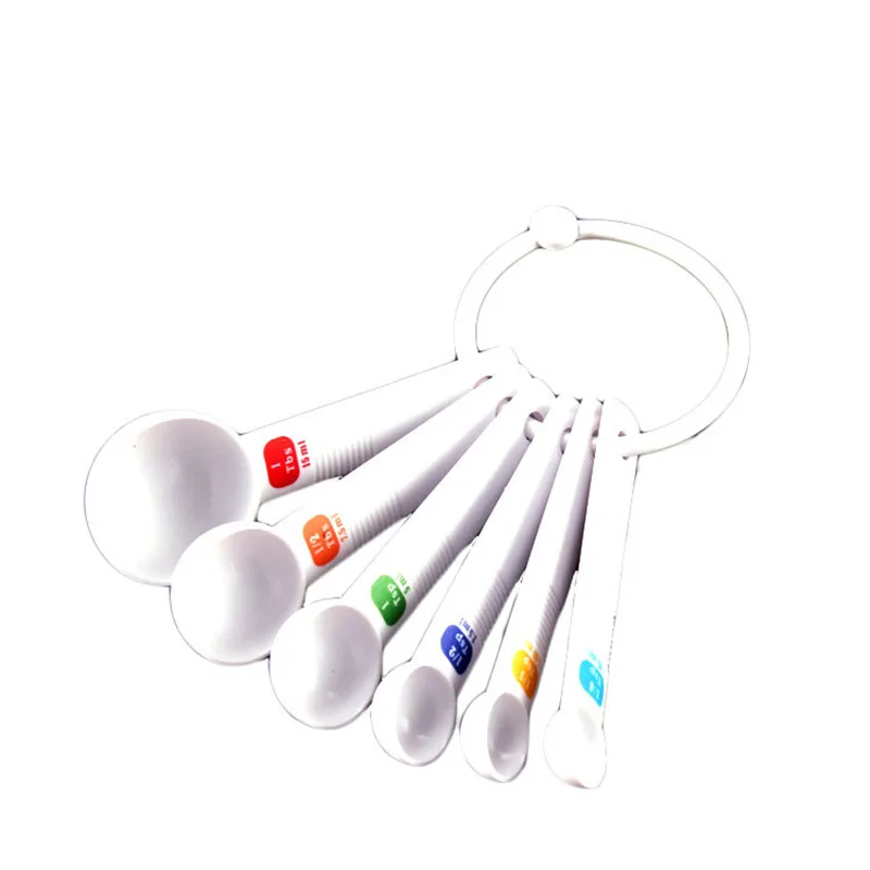 

White Measuring Spoon Tea Scoop Teaspoon Baking Cooking Kitchen Tool 6PCS Kitchen Tool Accessories L*5