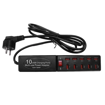 

Multi 10 Ports Ac-Usb Hub Fast Power Strip Adapter Wall Travel Desktop Charger Wire Charging Station For Iphone Samsung Htc Tabl