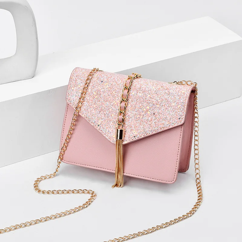 

Luxury Designer Women Shoulder Bag Fashion Tassel Messenger Crossbody Bags Chain Strap Sequins Female Handbags